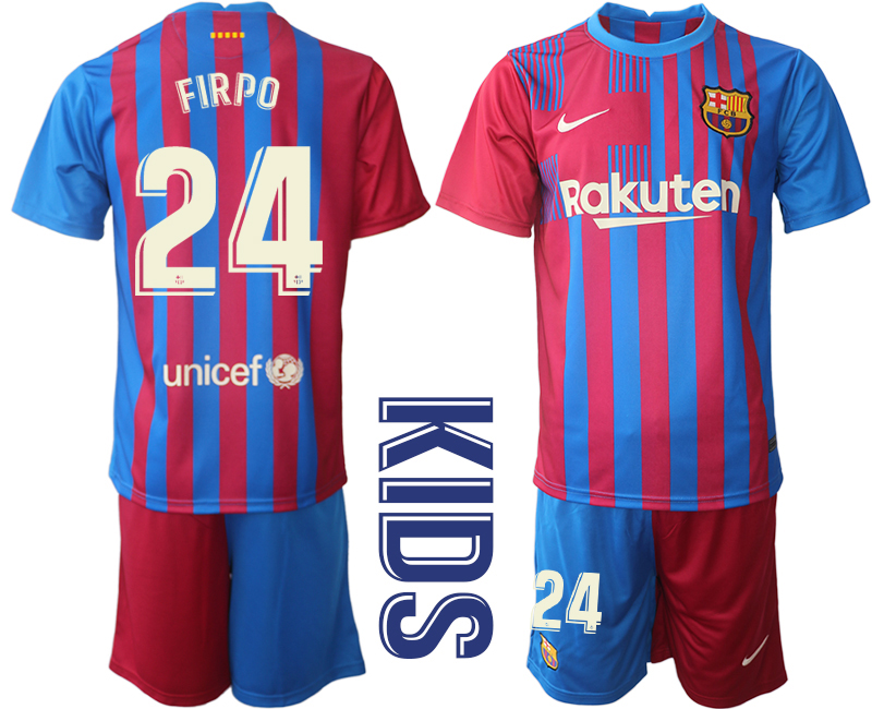Youth 2021-2022 Club Barcelona home red #24 Nike Soccer Jerseys